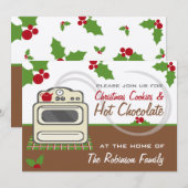 Kerstkoekjes en hot Chocolate Party Retro Kaart (Voorkant / Achterkant)
