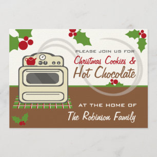 Kerstkoekjes en hot Chocolate Party Retro Kaart