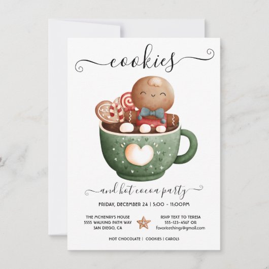 Kerstkoekjes en hotcacaofeestdag kaart (Voorkant)