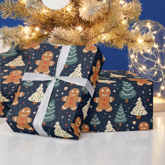 Kerstkoekjes en kerstbomen cadeaupapier (Feestdagen)