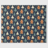 Kerstkoekjes en kerstbomen cadeaupapier (Vlak)