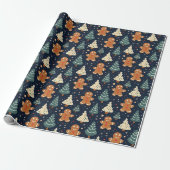 Kerstkoekjes en kerstbomen cadeaupapier (Uitgerold)