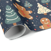 Kerstkoekjes en kerstbomen cadeaupapier (Rol Hoek)