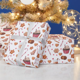 Kerstkoekjes en kerstcadeautjes cadeaupapier