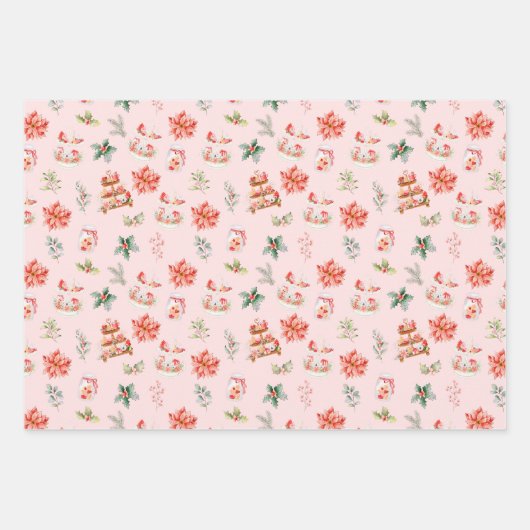 Kerstkoekjes en loof rood inpakpapier vel (Voorkant 2)