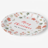 Kerstkoekjes en loof rood papieren bordje (Gekanteld)