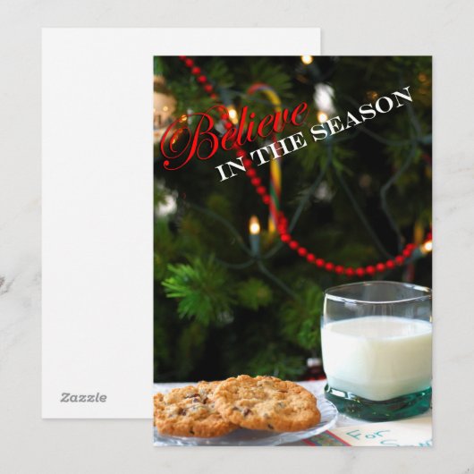 Kerstkoekjes en melk voor de kerstman feestdagenkaart (Voorkant / Achterkant)