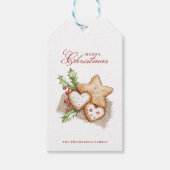 Kerstkoekjes en Pine White Custom Name Cadeaulabel (Voorkant)