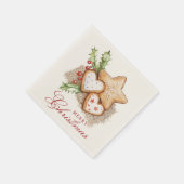 Kerstkoekjes en Pine wit Vrolijk Kerstfeest Servet (Hoek)