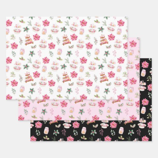Kerstkoekjes en roze blad inpakpapier vel (Set)