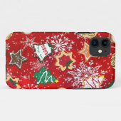 Kerstkoekjes en sneeuwvlokken op rood Case-Mate iPhone case (Achterkant (horizontaal))