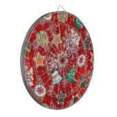 Kerstkoekjes en sneeuwvlokken op rood dartbord (Voorkant Links)