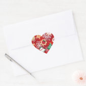 Kerstkoekjes en sneeuwvlokken op rood hart sticker (Envelop)