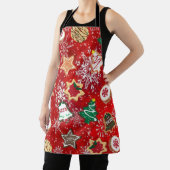 Kerstkoekjes en sneeuwvlokken op rood Schort (Insitu)