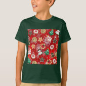 Kerstkoekjes en sneeuwvlokken op rood t-shirt (Voorkant)