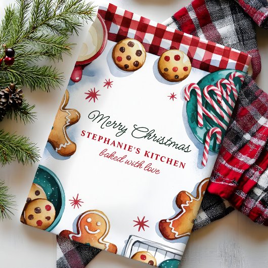 Kerstkoekjes en snoepjes gepersonaliseerd theedoek