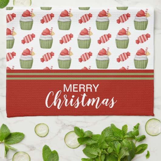 kerstkoekjes en Snoepjes Theedoek (Gevouwen)