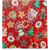 Kerstkoekjes en snowflakes rode douchergordijn douchegordijn (Voorkant)