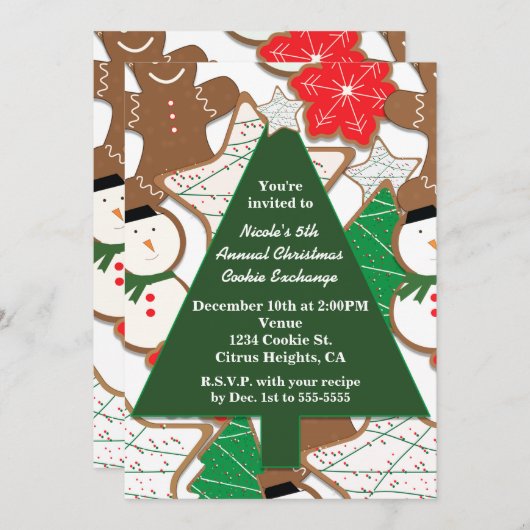 Kerstkoekjes en uitnodigingen voor kerstfeestjes (Voorkant / Achterkant)