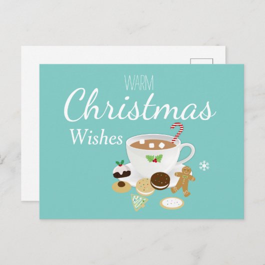 Kerstkoekjes en warme chocolade briefkaart (Voorkant / Achterkant)