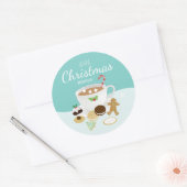 Kerstkoekjes en warme chocolade-feestdagen ronde sticker (Envelop)