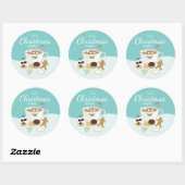 Kerstkoekjes en warme chocolade-feestdagen ronde sticker (Vel)