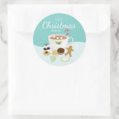 Kerstkoekjes en warme chocolade-feestdagen ronde sticker (Tas)