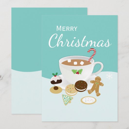 Kerstkoekjes en warme chocolade feestdagenkaart (Voorkant / Achterkant)