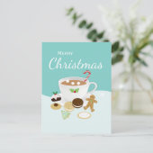 Kerstkoekjes en warme chocolade feestdagenkaart (Staand voorkant)