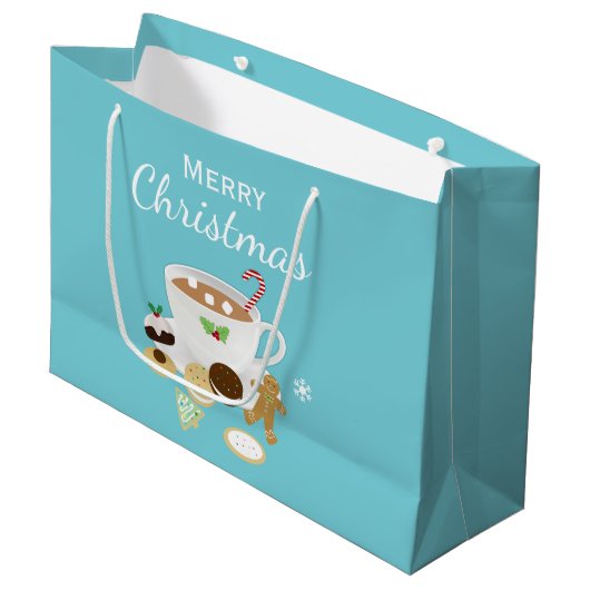Kerstkoekjes en warme chocolade large cadeautasje (Voorkant Gekanteld)