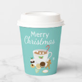 Kerstkoekjes en warme chocolade papieren bekers (Voorkant)