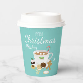 Kerstkoekjes en warme chocolade papieren bekers