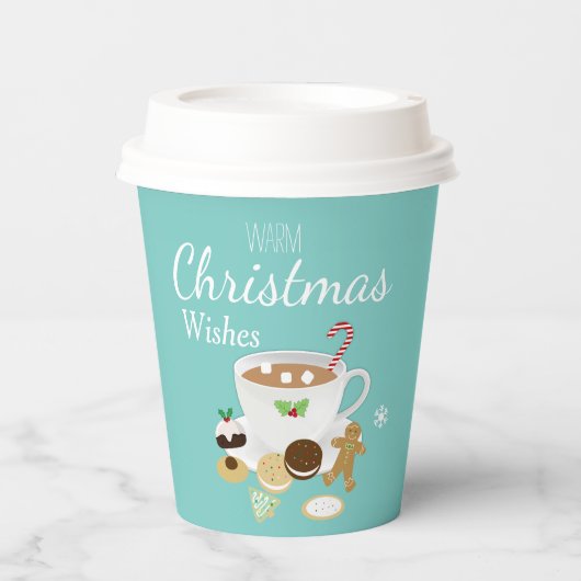 Kerstkoekjes en warme chocolade papieren bekers (Voorkant)