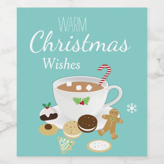 Kerstkoekjes en warme chocolade wijn etiket (Enkel label)