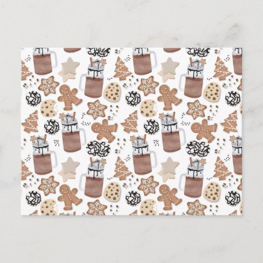 Kerstkoekjes en warme chocolademelk Kerst bakken Feestdagenkaart (Voorkant)
