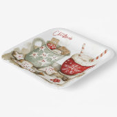 Kerstkoekjes en warme chocolademelk papieren bordje (Gebogen)