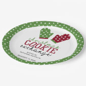 Kerstkoekjes Exchange Party Polka Dots Green Papieren Bordje (Gekanteld)