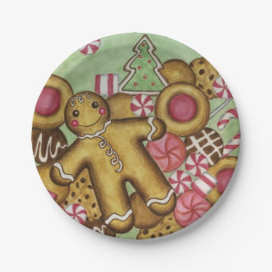 Kerstkoekjes Feest Vakantie Papieren Borden Bordje