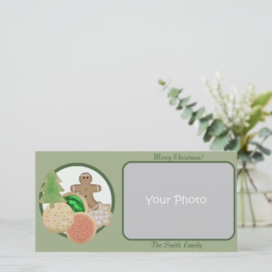 kerstkoekjes fotokaart feestdagenkaart (Staand voorkant)