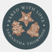 Kerstkoekjes gebakken met liefde ronde sticker (Voorkant)