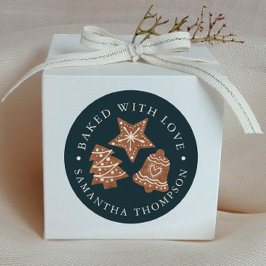 Kerstkoekjes gebakken met liefde ronde sticker