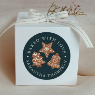 Kerstkoekjes gebakken met liefde ronde sticker