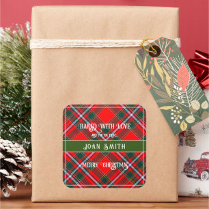 Kerstkoekjes Gebakken Met Liefde Vierkante Sticker