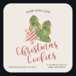 Kerstkoekjes gemaakt met liefde trendy Waterverf Vierkante Sticker<br><div class="desc">Een trendy en modern label voor u om te bevestigen aan uw geschenken van gebakken kerstkoekjes. De sticker beschikt over en waterverf afbeelding van gebakken kerstkoekjes met aangepaste tekst voor het cookietype en jouw naam.</div>