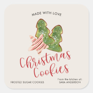 Kerstkoekjes gemaakt met liefde trendy Waterverf Vierkante Sticker