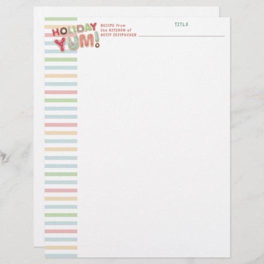 Kerstkoekjes gepersonaliseerd recept letterhead (Voorkant / Achterkant)