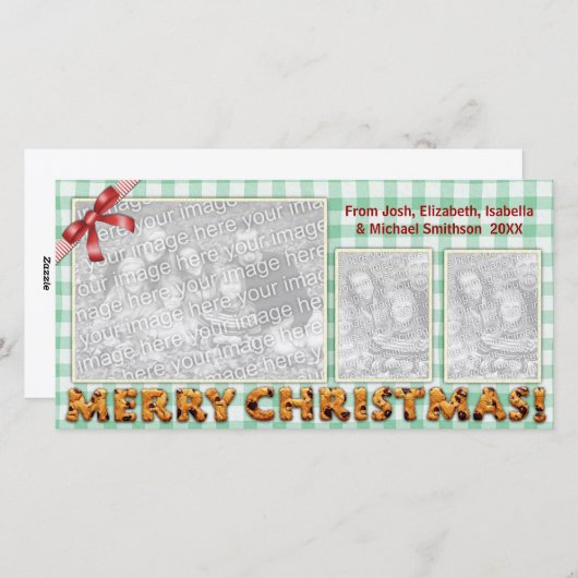 Kerstkoekjes geplakt feestdagenkaart (Voorkant / Achterkant)