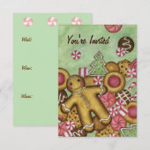 Kerstkoekjes Gingerbread Uitnodigingen (Voorkant / Achterkant)