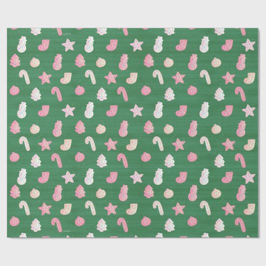 Kerstkoekjes Groen Cadeaupapier (Vlak)