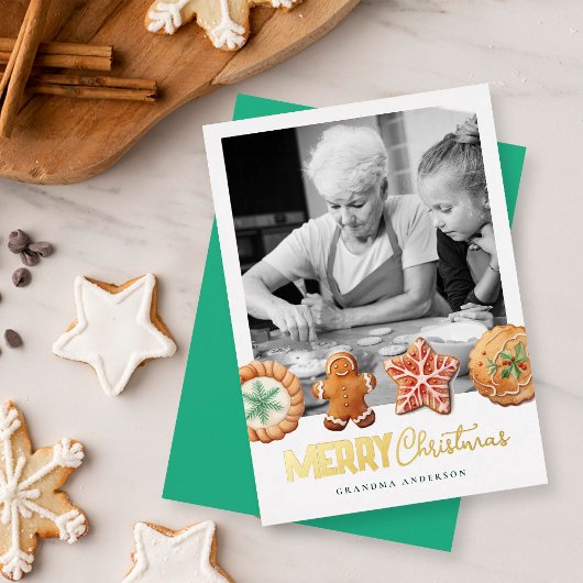 Kerstkoekjes Groen Kerstbak Foto Kaart